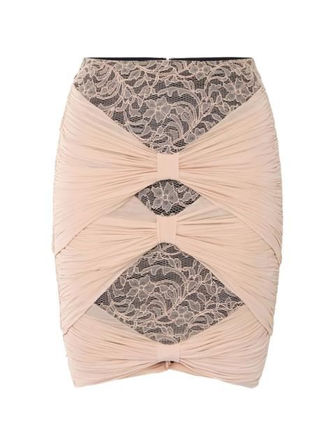 ELISABETTA FRANCHI floral lace draped short skirt