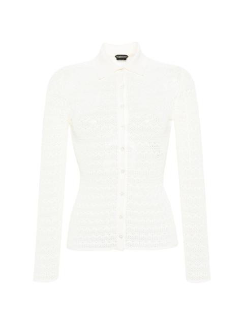 TOM FORD pointelle-knit polo cardigan