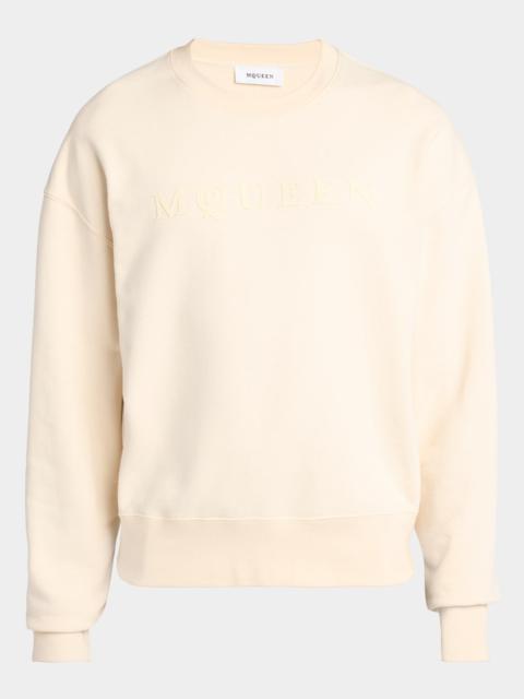Alexander McQueen Men's Tonal Logo Cotton Crewneck Sweater