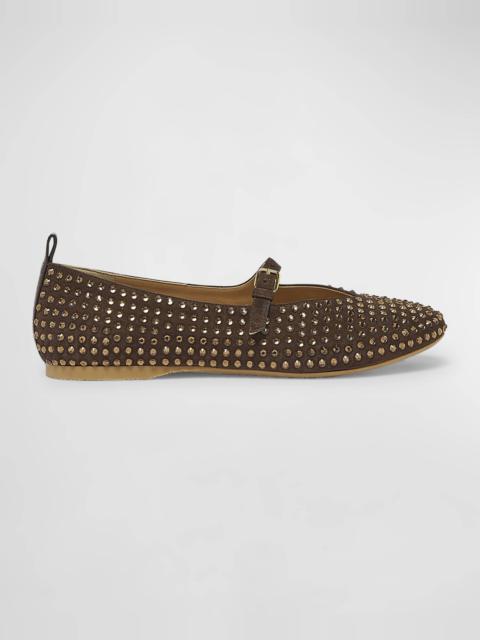 JW Anderson Strass Suede Mary Jane Ballerina Flats
