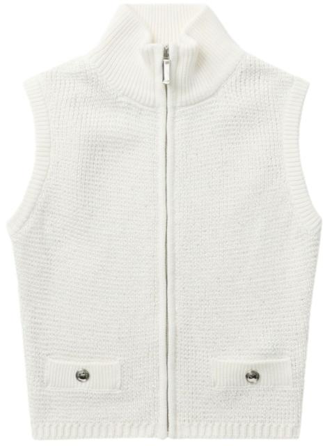 Alessandra Rich White Knit Zipped Vest