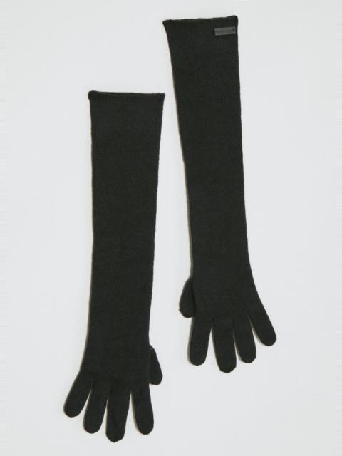 SAINT LAURENT Long Cashmere Knit Gloves