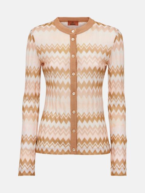 Zigzag metallic knit cardigan