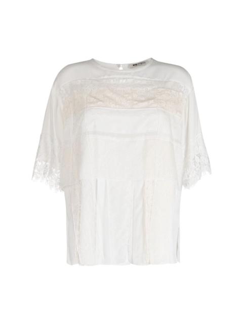 Lace Window layered short-sleeves top