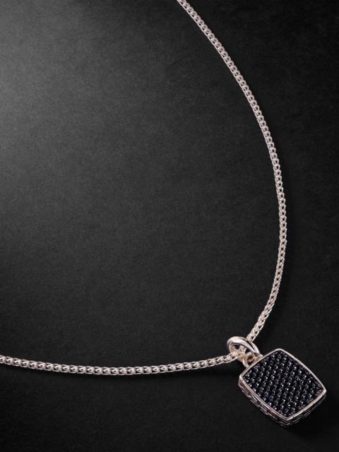 JOHN HARDY ID Tag Sterling Silver Sapphire Pendant Necklace