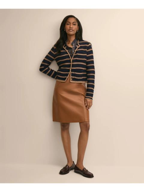 Brooks Brothers Leather A-Line Skirt