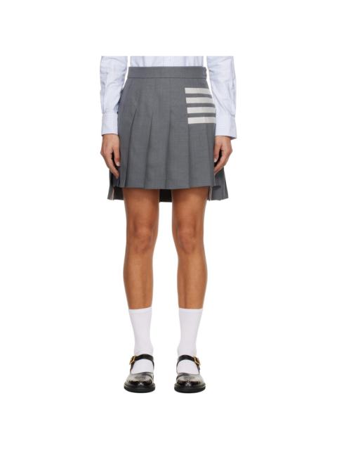 Thom Browne Gray Plain Weave 4-Bar Pleated Miniskirt