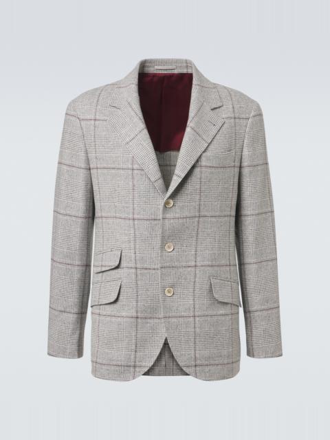 Brunello Cucinelli Checked silk, wool, and cashmere blazer