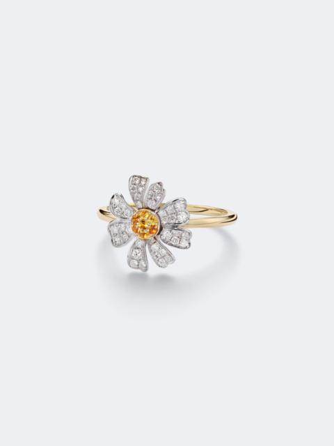 Yvonne Léon Marguerite 9kt gold ring with diamonds and citrines
