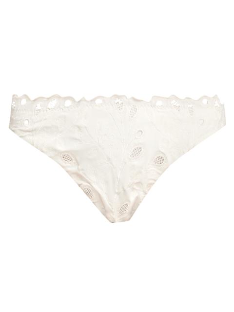 SIMKHAI Women's Gina Embroidered Bikini Bottom - Ivory