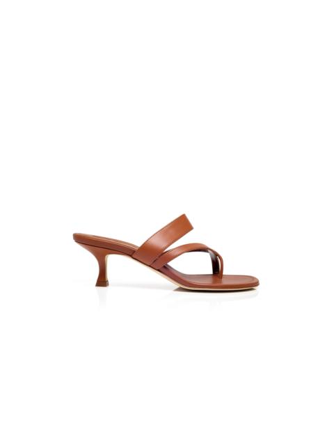 Manolo Blahnik Brown Calf Leather Mules