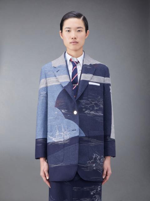 Thom Browne Wool Flannel Stitch Detail Oversized Sack Sport Coat