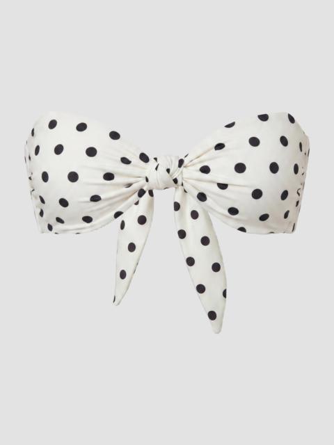 NICHOLAS Women's Naia Polka Dot Knotted Bikini Top - Ivory Black Polka Dot