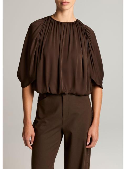 Vince Stretch-Silk Cape-Sleeve Bubble Blouse