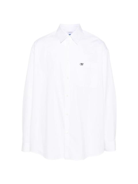 Off-White logo-embroidered cotton shirt