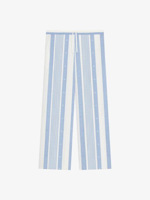 PANTS IN COTTON AND LINEN WITH 4G STRIPES