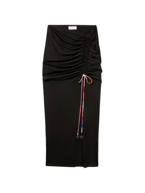 PUCCI asymmetric ruched slit midi skirt