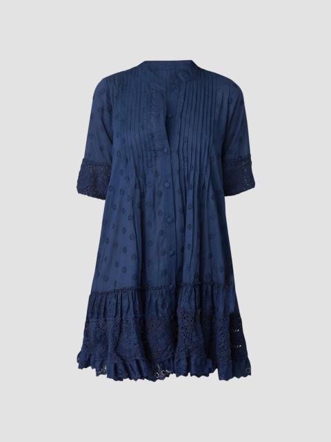 Shoshanna Women's Milos Pin-Tucked Cotton Cover-Up Minidress - Navy