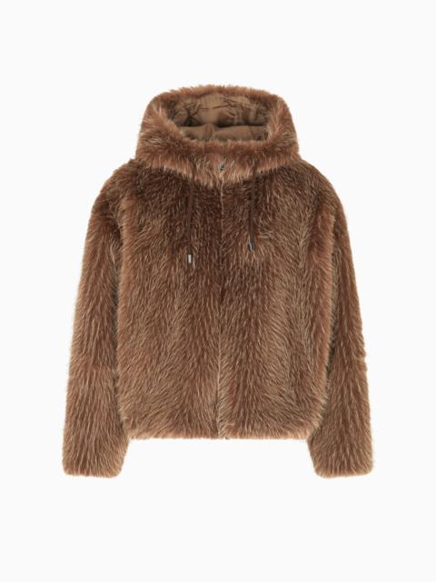 EMPORIO ARMANI FAUX FUR HOODED BLOUSON