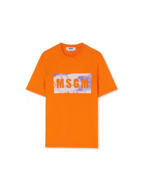 MSGM T-Shirt with box logo camo graphic