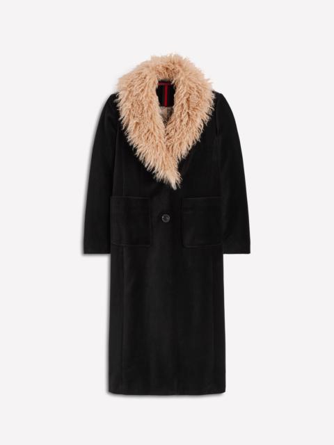 BODEN Fur Tipped Coat-Black