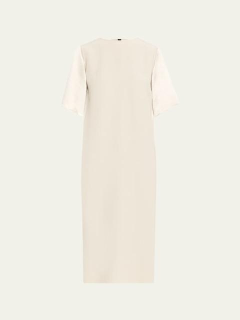 MARIA McMANUS Mixed-Media Short-Sleeve Midi T-Shirt Dress