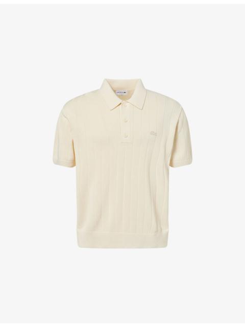 LACOSTE Logo-Patch Textured-Pattern Knit Polo Shirt