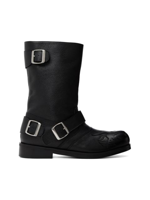 STEFAN COOKE Black Pegasus Biker Boots