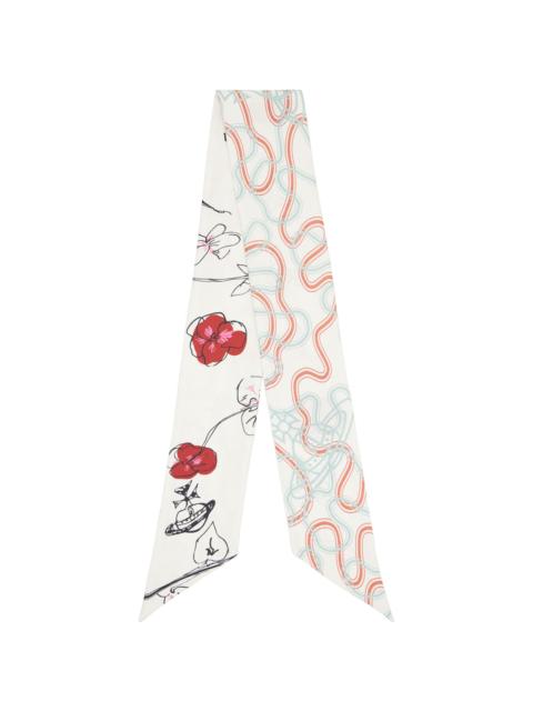 Vivienne Westwood Multicolor Flower & Orb Twilly Scarf