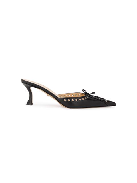 Corset-Detailed Leather Mules black