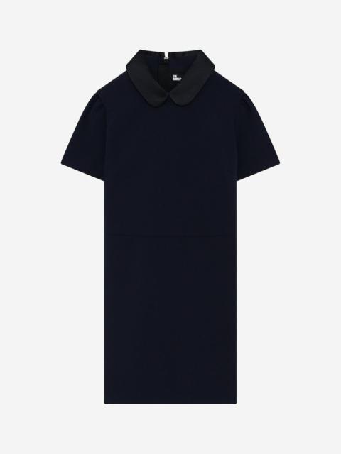 The Kooples SHORT DRESS WITH CLAUDINE COLLAR IN NAVY SATIN