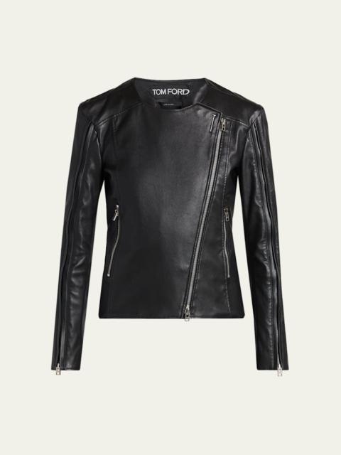 TOM FORD Collarless Leather Moto Jacket