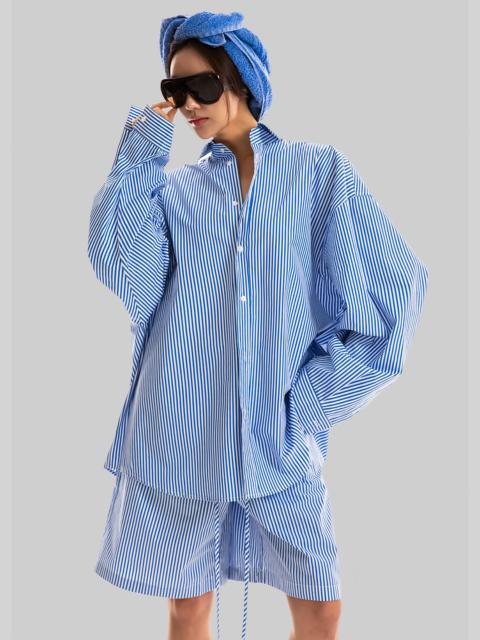 The Frankie Shop Rimini Oversized Poplin Shirt - Blue/White Stripe
