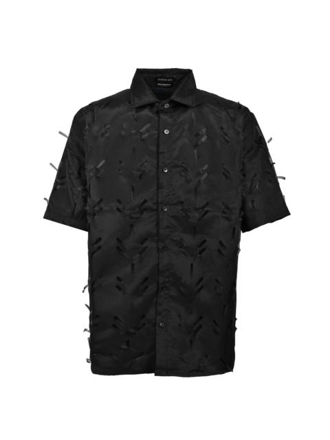 JUNTAE KIM LAYERED LASER SLASH SHIRTS / BLK