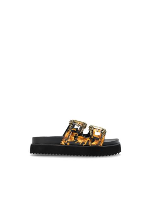 VERSACE JEANS COUTURE buckled Barocco-print sandals