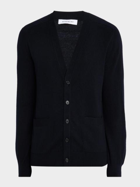 Givenchy Men's Cashmere Tonal Logo V-Neck Cardigan