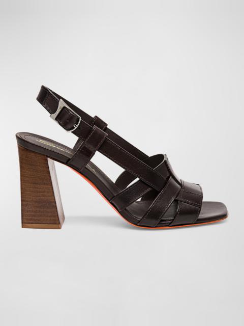 Venere Leather Block-Heel Mule Sandals