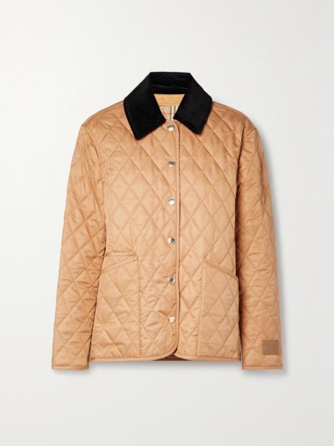 Burberry Corduroy-trimmed Quilted Shell Jacket