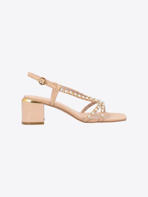 PINKO NAPPA LEATHER SANDALS WITH GOLDEN HEEL