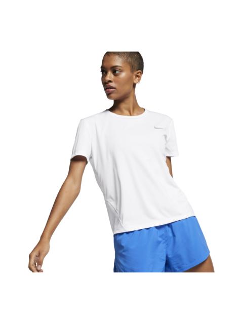 Nike (WMNS) Nike Dri-FIT Sports Training Quick Dry Breathable Round Neck Short Sleeve White T-Shirt AJ812