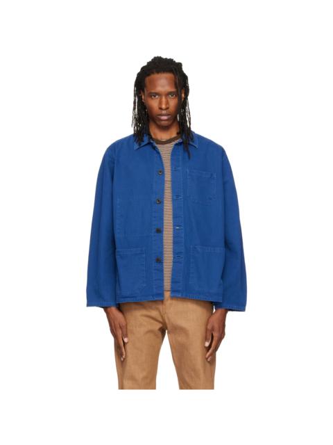 Nudie Jeans Blue Buddy Herringbone Chore Jacket