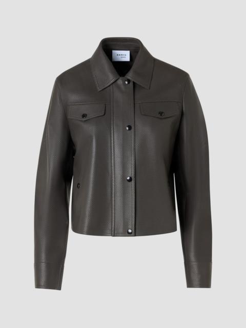 AKRIS Women's Leather Motorbike Jacket - Olive