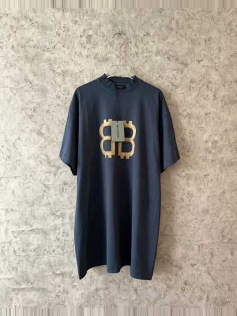 BALENCIAGA Balenciaga SS24 Blue Bitcoin Print Short Sleeve T-Shirt