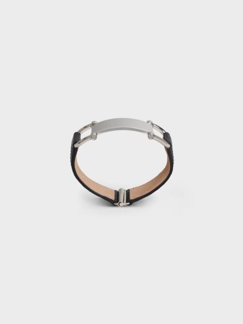 CELINE CELINE PLAQUE BRACELET IN LIZARD AND BRASS WITH RHODIUM FINISH