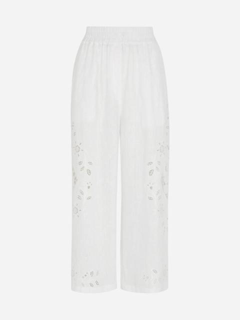 Linen pants with embroidery