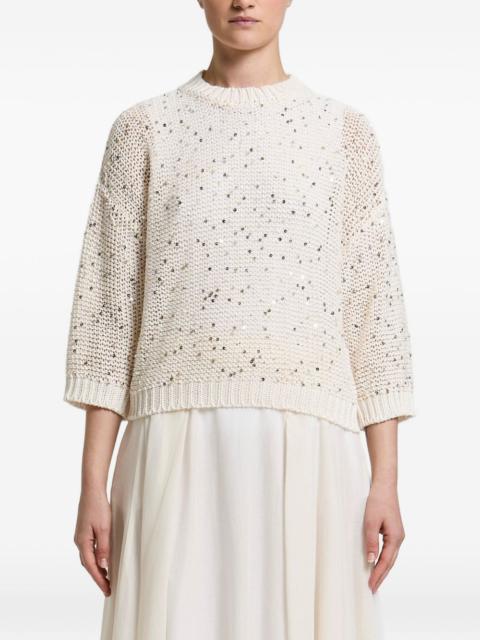 PESERICO sequin-embellished open-knit sweater