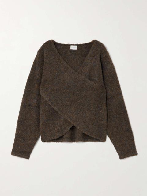 DEIJI STUDIOS Crossover wrap-effect recycled knitted sweater Brown