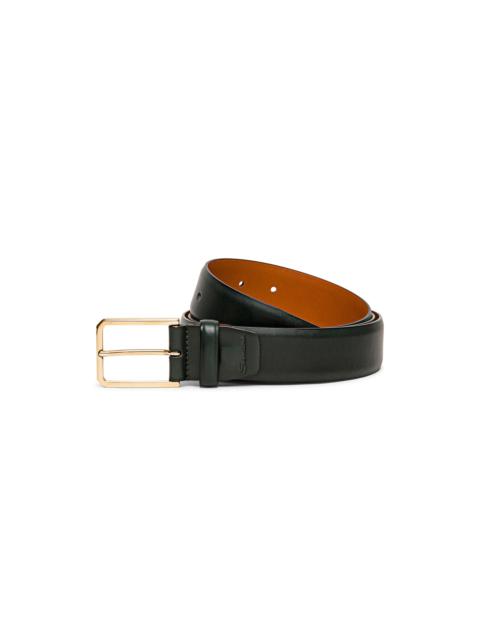 Men’s green leather adjustable belt