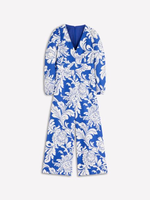BODEN Lola Linen Jumpsuit-Blue Botanical Flourish Mono