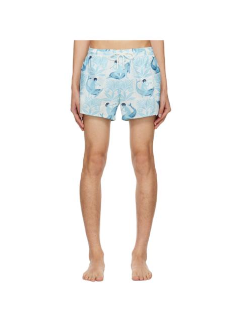 COMMAS Blue Printed Swim Shorts